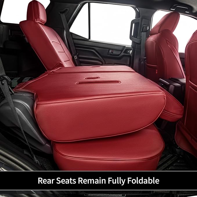 EKR Car Seat Covers Custom Fit for Toyota 4Runner(7 Seats) Full Set | for Toyota 4 Runner 2025-2026 Seat Covers for SUV,Full Wrap,Airbag Compatible,Waterproof Pet-resistant,Faux Leather(Burgundy)