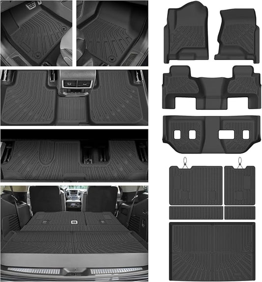 Floor Mats for 2015-2020 Chevy/Chevrolet Suburban & GMC Yukon XL 7 Seats, All Weather Cargo Liner for Suburban Accessories, Heavy Duty TPE Cargo Mats, Car Accessories