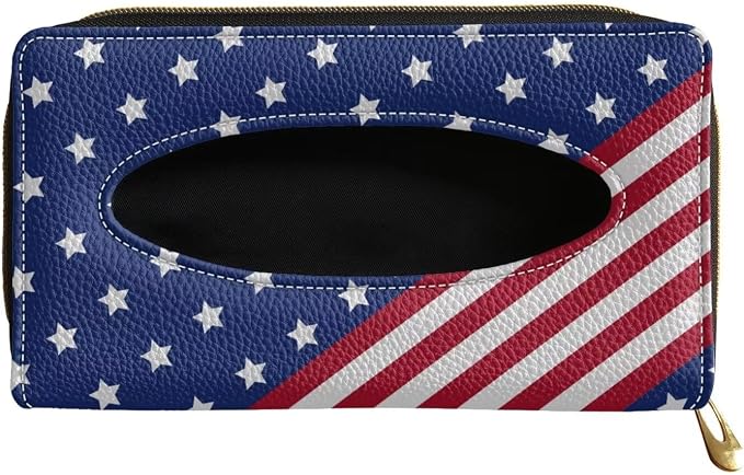 Flag Pattern Leather Car Tissue Holder for Car Sun Visor and Back Seat PU Leather Car Visor Accessories Automotive Visor Tissue Holder