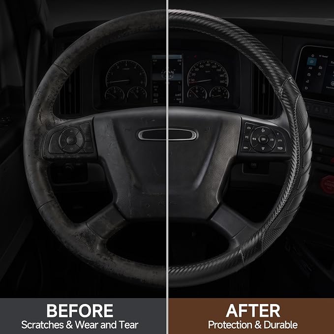 West Llama Semi Truck Steering Wheel Cover, Universal Fit 17.5-18 Inch Large Steering Wheels for RV, Big Rig, 18 Wheeler, Commercial Trucks and Buses (Extra Large Size-Black)