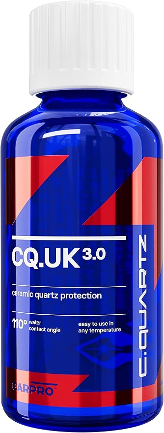 CARPRO CQUARTZ UK 3.0 - Ceramic Coating for Cars, Quartz Based Nanotechnology, Bonds to Paint, Glass, Metal and Plastic - (30ml Kit)