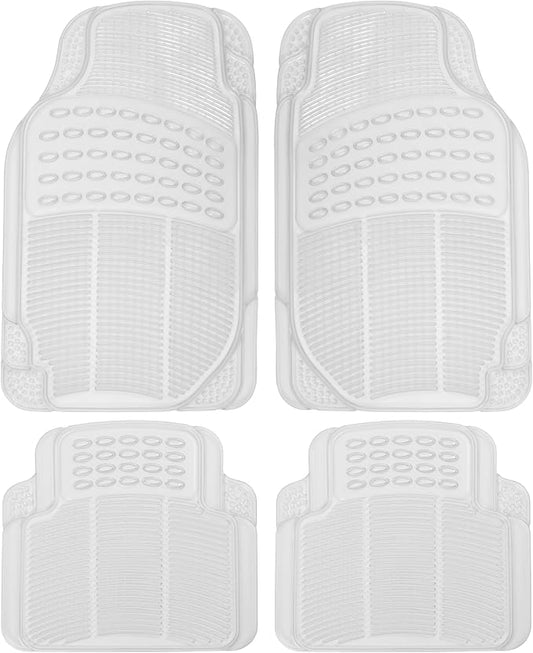 BDK 4-Piece Rubber Transparent Clear Floor Mats Heavy Duty for Front & Rear Car Truck Van SUV, All Weather Protection, Universal Fit