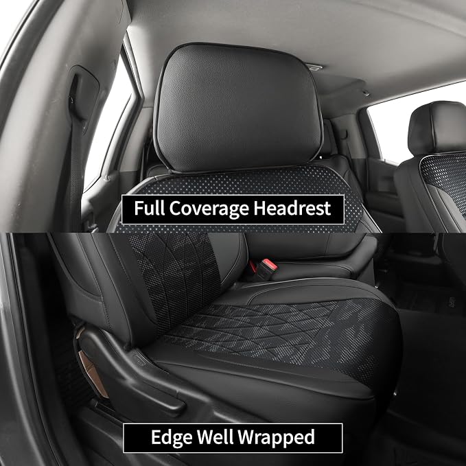 EKR Silverado Seat Covers Custom Fit for (Double Cab) 2019-2026 Chevrolet Silverado 1500/1500 Limited/HD 2500/3500, Rear Row W/No Armrest,Faux Leather(Black/Gray Camo A63)