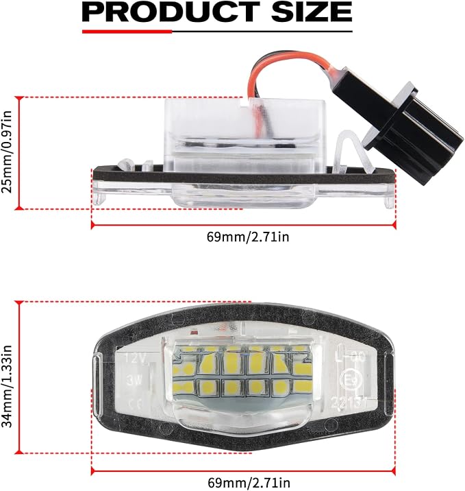 POPMOTORZ LED License Plate Lights Assembly Compatible With 2003-2012 Honda Civic Accord MR-V/Pilot Odyssey City MK4 & 1999-2009 Acura MDX RI TI TSX ILX RDX - 2 Pack 18 SMD Xenon White