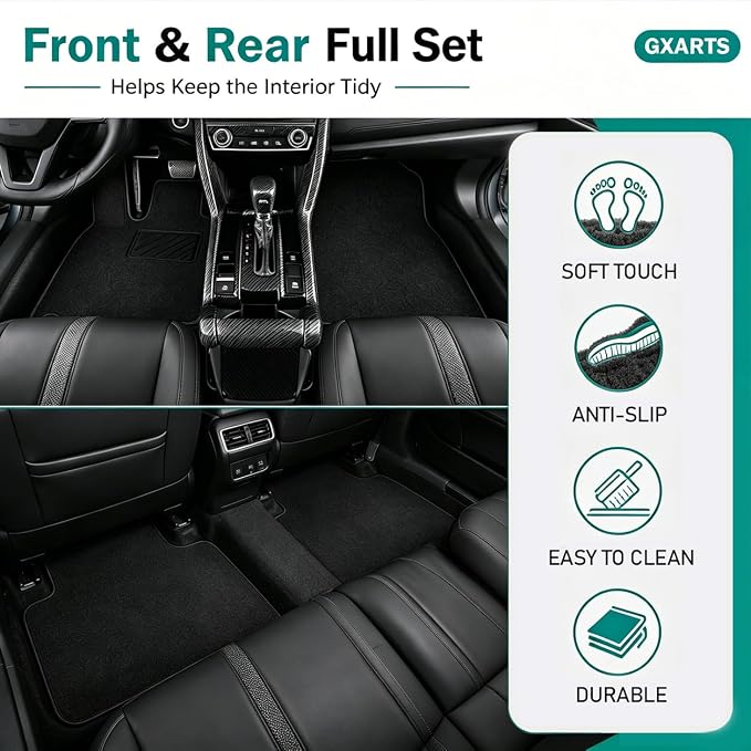 GXARTS Waterproof Car Floor Mats Carpet Full Set Fit for Ford Escape 2013 2014 2015 2016 2017 2018 2019 |All-Weather Protect, with Anti Sliding Buckle