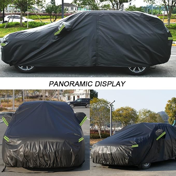 KouKou Waterproof SUV Car Cover Suitable for Lincoln Nautilus from 2018 to 2025, 7 Layers Windproof All Weather Waterproof Outdoor Cover Sun Rain UV Dust Snow Protection. Black