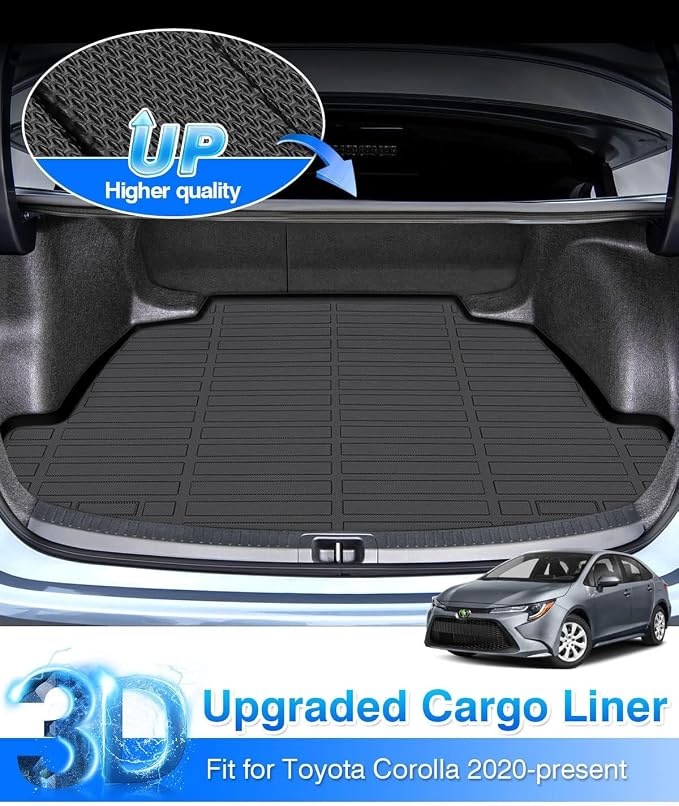 Cartist Cargo Liner Fits for Toyota Corolla Sedan & Corolla Hybrid 2020-2024 (Not for Corolla Cross & Hatchback) All Weather Trunk Mat Durable 3D Upgrade Anti-Slip Rear Cargo Mat Trunk Liner Black