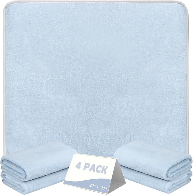 Reusable Waterproof Incontinence Bed & Chair Pads, 22” x 21” Extra Heavy Absorbency Underpads, Soft Flannel Surface, Machine Washable for Dogs, Adults & Babies (Solid Blue, 22“ ×21”)