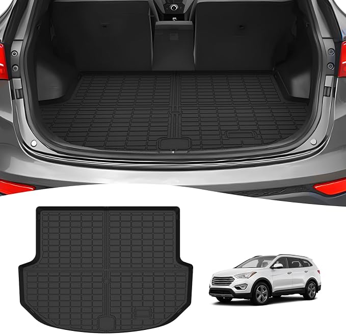 Santa Fe Cargo mat - Trunk Mat for Hyundai Santa Fe Sport 2013-2018 | All Weather Trunk Mat for Santa Fe Accessories, Heavy Duty Rubber Mats, Car Accessories