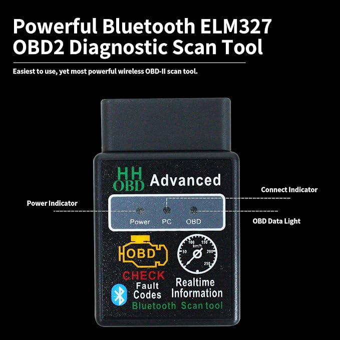 OBD2 Bluetooth Wireless Diagnostic Code Reader OBD II Scan Tool Reset & Clear Check Car Engine Light,Bluetooth Scanner Read, Compatible with iOS& Android & Windows