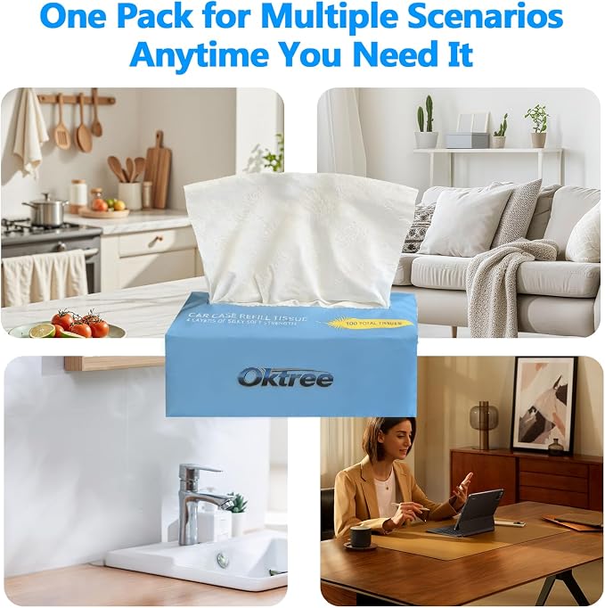 Ultra Soft Facial Tissues, 4 Packs, 100 Sheets per Pack (400 Total), 4-Ply, Strong & Gentle, Car, Home & Travel Use (1 Count (Pack of 4))