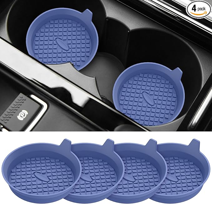 ME.FAN Car Cup Holder Coasters [4 Pack] Silicone Cups Mats, Automotive Universal Non-Slip Recessed Interior Accessories Navy Blue