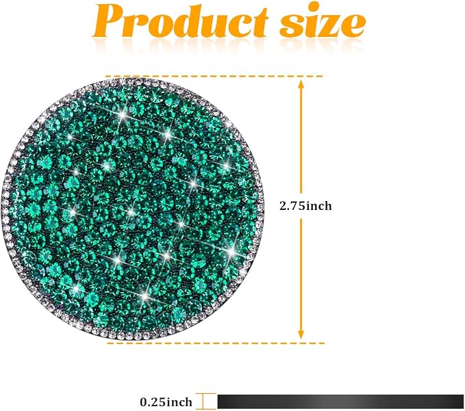 Bling Car Cup Holder Coaster, 2PCS 2.75 Inch Crystal Rhinestone Anti Slip Vehicle Drink Cup Mat for Women Girls, Auto Interior Embedded in Ornaments. Universal for SUV RV Truck (Light Green)