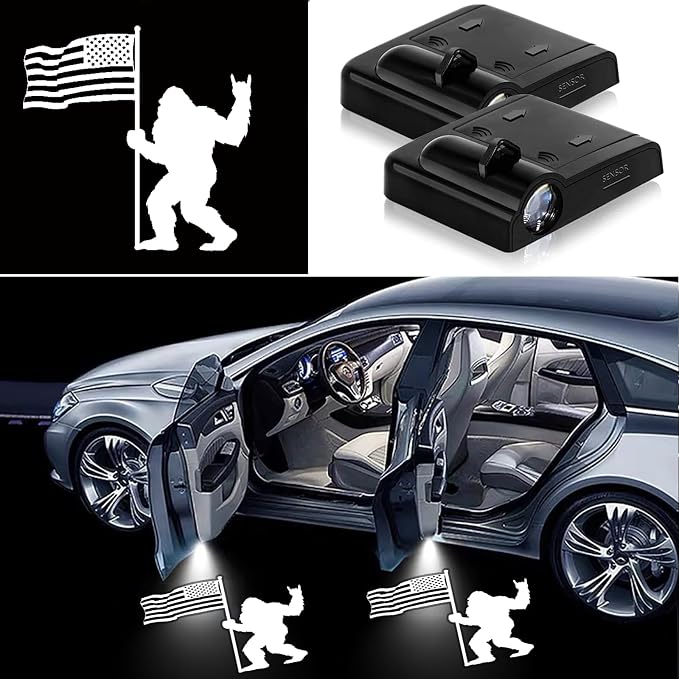 2PCS Car Door Lights,Bigfoot Door Lights Logo Projector LED Shadow Welcome Lamp,Cool Car Accessories Big Foot Sasquatch Gifts for Men Women,Suitable for All Vehicles Motorcycle Bike