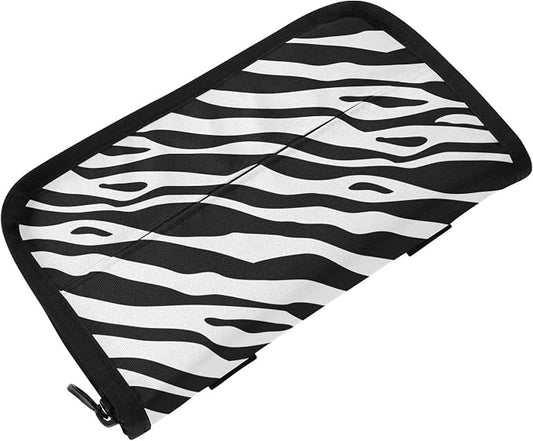 Car Tissue Holder Car Napkin Holder Car Tissue Box Dispenser Storage Case Sun Visor Mask Holder with Adjustable Straps Reusable Refillable Zebra Print