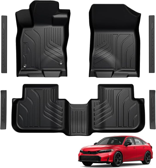 Floor Mats for 2022-2026 Honda Civic Sedan Hatchback Si (Include Sport, Not for Hybrid, 2nd Row with & w/o USB Port), for Acura Integra 2023-2026, TPE All Weather Durable Floor Mats