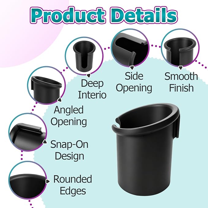 2 Pcs Car Seat Cup Holders Compatible with Graco 4Ever DLX Car Seats | Mug-Friendly Replacement Cup Holder, With Handle Slot, Durable Toddler Car Seat Accessory, Fits Left or Right Side, Black