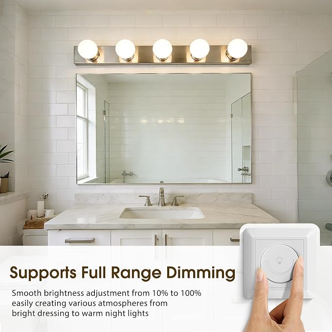 G25 LED Globe Light Bulbs, Bathroom Vanity Light Bulbs E26 Base,9W (90W Equivalent), Soft White 2700K, Round Light Bulbs for Bedroom Makeup Mirror, 920LM, Dimmable, 2 Pack