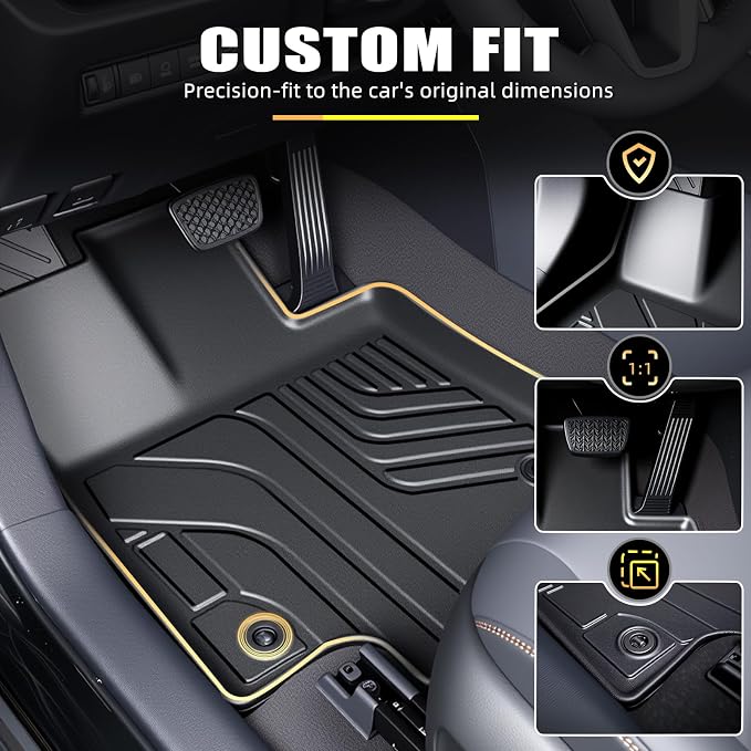 Floor Mats & Cargo Liner Set for 2019-2025 Toyota RAV4 Hybrid&Gas, All Weather TPE Custom Fit Floor & Trunk Protection Mats