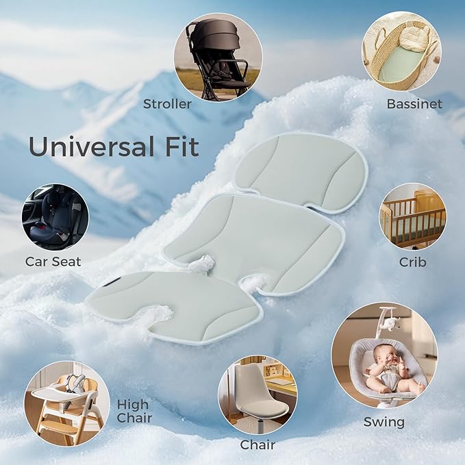 Momcozy Stroller Cooling Pad | Universal Soft Cooler Pad, Breathable & Adjustable Seat Liner | Detachable 2-Piece Cooling Cushion | Fits Strollers, Crib, High Chair, Swing