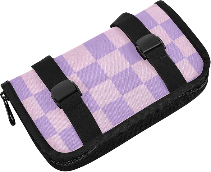 Car Tissue Holder Car Napkin Holder Tissue Box Dispenser Storage Case Sun Visor Mask Holder with Adjustable Straps Reusable Refillable Checkered Purple