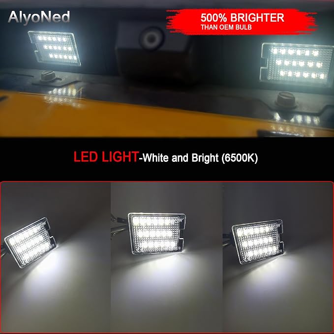 AlyoNed LED License Plate Lights Tag Lamp Assembly Compatible with Dodge Durango 2014-2022 Pickup Truck, Clear Lens 6500K White