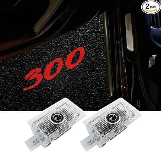 Car Door Logo Lights Puddle Lights Compatible with 300 300C 300S 2005-present LED Puddle Lamps Projector Door Shadow Light Accessories (Pattern 2)