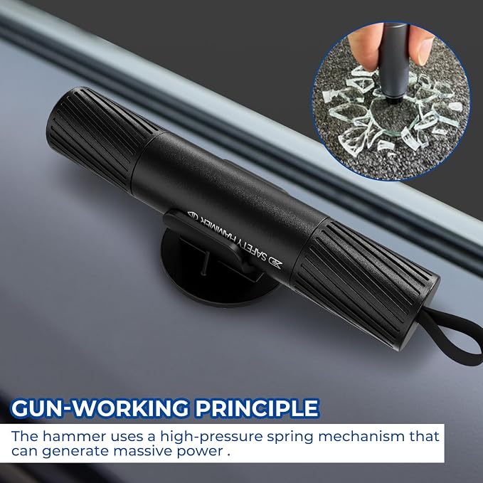 2 Pack Car Safety Hammer Car Window Breaker Seatbelt Cutter Emergency Escape Tool Car Glass Breaker for Land and Underwater Life-Saving Car Safety Kit Essentials Car Accessories (Black+Black)