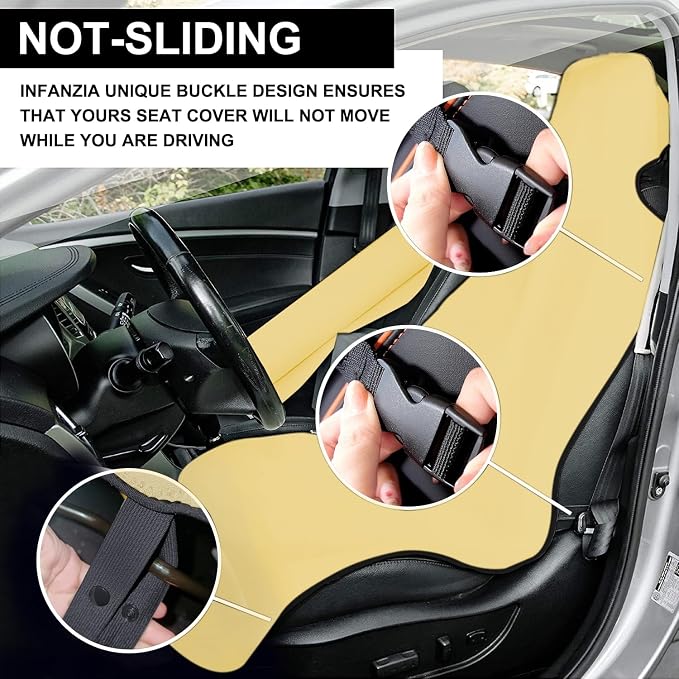 Waterproof Seat Cover, Upgraded Sweat Carseat Protector, Perfect for Universal Anti-Slip Car Truck SUV Seat, Ideal for Surfing Yoga Gym Workout, Pale Yellow