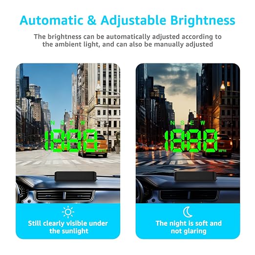 Heads up Display for Cars Windshield, Car HUD Display, HUD for Cars | USB Plug & Play, MPH/KMH Switch, Speed Calibration, Adjustable Brightness, Overspeed Alert, Large Font Display