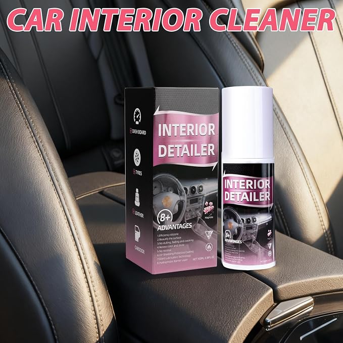 Compensai 2Pcs Car Interior Cleaner,Interior Detailer Spray,Deep Cleaner Polishing,Tire Cleaner,Suitable for Cleaning Rubber, Plastic, Leather Surfaces Inside the Car