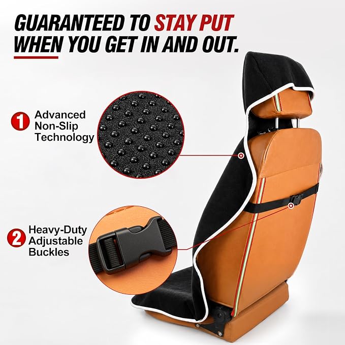 600g Ultra-Thick Car Seat Cover Towel,Heavy-Duty Absorbent Terry Cloth Sweat Protector for Gym,Beach&Athletes,Eco-Friendly Universal Fit for Sedans,SUV & Trucks,Non-Slip Machine Washable-Black