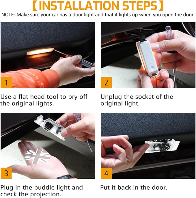 2Pcs Car Door Lights Projector for Clubman/Countryman/Paceman/Sports/Cooper R55 R56 R57 R58 R59 R60 R61 F55 F56 F57 Car Accessories - Ghost Shadow Welcome LED Puddle Lights (Gray)