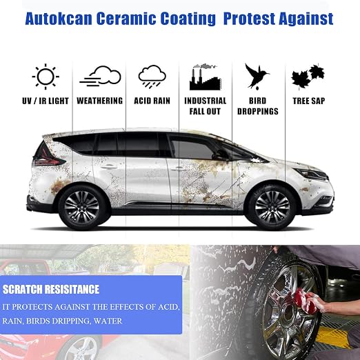 9H Nano Ceramic Coating for Cars, Anti-Scratch High Gloss Ceramic Coating Kit for Car Detailing, Glass, Wheel, Hydrophobic Long Lasting Protection,30ML