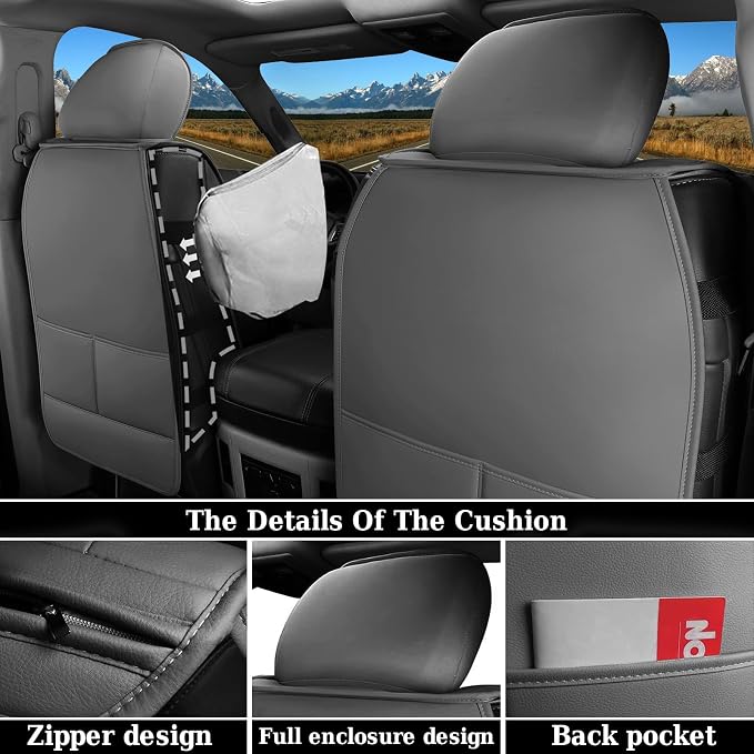 Coverado Ram Seat Cover, Waterproof Dooge Ram 1500 Seat Cover Compatible with 2002-2026 RAM 1500 2500 3500 with Curved Bench, Ram 1500 Accessories (Front, Dark Gray)