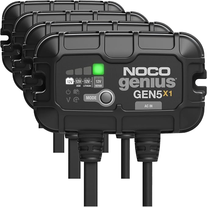NOCO Genius GEN5X1: 1-Bank,5A Onboard Battery Charger - 5A Per Bank,12V Waterproof Marine Charger with Overcharge Protection & Temperature Compensation – for Lead-Acid & Lithium Batteries,(Pack of 4)