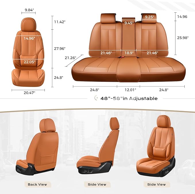 Coverado Car Seat Covers, Seat Covers for Cars, Waterproof Leather Auto Seat Protectors, Leather Car Seat Cushion, Car Interiors Accessories Universal Fit for Most Cars