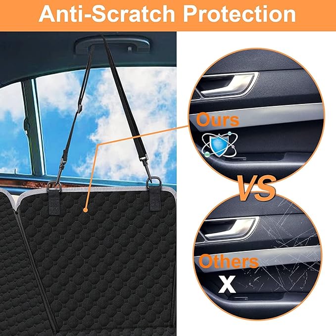 Mancro Dog Car Seat Cover, Waterproof Dog Hammock for Car, Black All | 600D Heavy Duty, Scratch-Resistant Back Seat Pet Cover for Dogs with PVE Nonslip Underside, Fits for Sedan, Trucks and SUVs