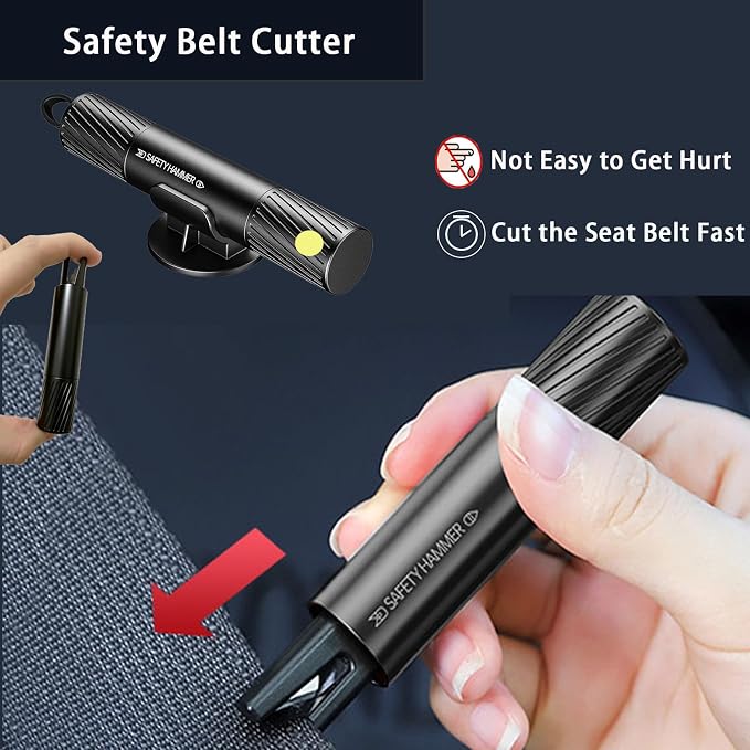 2 Pack Pink Safety Hammer, 2026 New Car Window Breaker Tool | Glass breaker & seatbelt cutter, underwater usable, practical car safety items for women, essential car emergency rescue tool