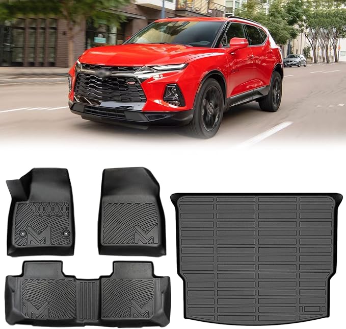 TPE Automotive Floor Mats & Cargo Liner Custom for 2019-2026 Chevrolet(Chevy) Blazer, All Weather Cover Protection Waterproof Black Floor Liner Front & Rear Row Full Set Car Mats, 4PCS