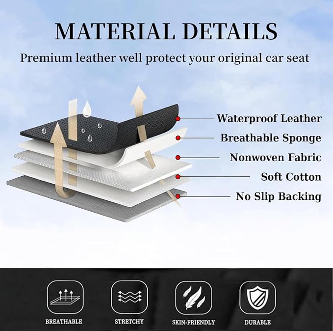 Coverado Car Seat Covers for Front Seat, Leather Seat Covers for Cars, Front Seat Covers, Waterproof Car Seat Protectors Car Seat Cushions Universal for Most Vehicles, Coffee