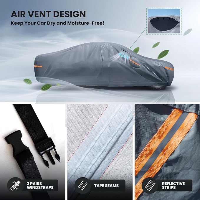 Waterproof Model X(2015-2026) Car Cover with Breathable Vents, [Upgrade] Premium Covers with Cotton Liner and Zipper Door,Sun Rain Snow Dust Uv Protection.(Gift with Towel Storage Bag)