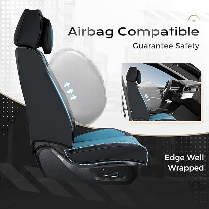 Coverado Car Seat Covers, Seat Covers for Cars, Waterproof Leather Auto Seat Protectors, Leather Car Seat Cushion, Car Interiors Accessories Universal Fit for Most Cars