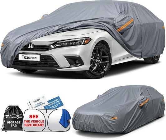 Car Cover Waterproof All-Weather,Outdoor Full Exterior Sedan Covers Custom Fit for Mitsubishi Mirage,BMW 2 Series,Genesis G70,Honda Insight,Toyota Yaris iA,Audi A3,etc,Size A1(See SizeChart)