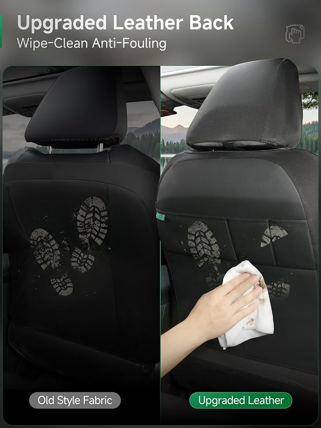 GIANT PANDA 2PCS Front Car Seat Cover for Toyota Rav4 Camry Highlander Corolla Prius Corolla Cross Venza Avalon, Faux Leather Bucket Seat Covers (Grey)