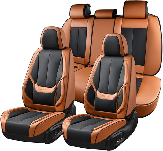 Coverado Car Seat Covers, Seat Covers for Cars, Waterproof Leather Auto Seat Protectors, Leather Car Seat Cushion, Car Interiors Accessories Universal Fit for Most Cars