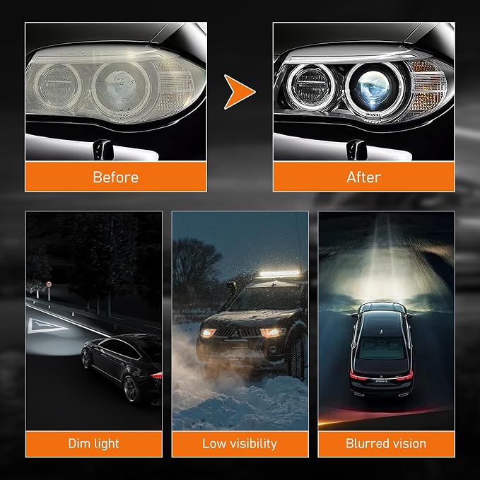 2PCS Car Headlights Restoration Kit,Headlight Stain Remover Polishing Paste,Repair with Scratch Removal,Professional Headlight Polish Cleaner for Lights Long-Lasting Clarity
