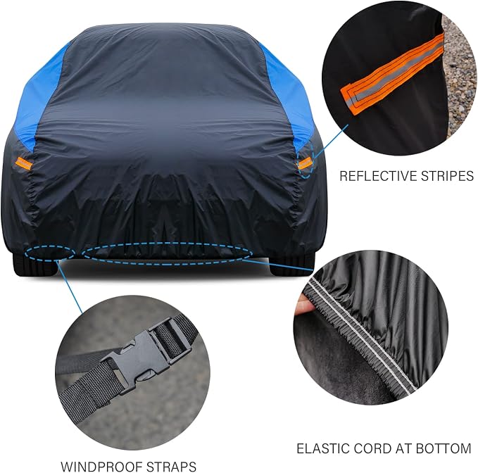 GUNHYI Car Cover for Automobiles All Weather Waterproof, Universal Fit Honda Civic Hatchback, Ford Fiesta, Volkswagen Golf, Toyota Matrix, Chevy HHR, Chrysler PT Cruiser etc.