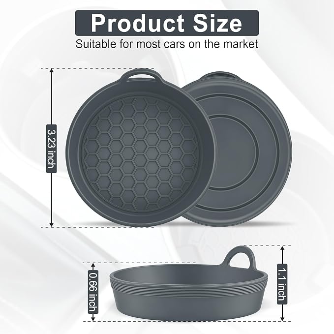 SINGARO Car Cup Holder Coaster, 4PCS Silicone Cup Holder Insert, Universal Non-Slip Cup Holders, Car Interior Accessories for Women and Man, Grey