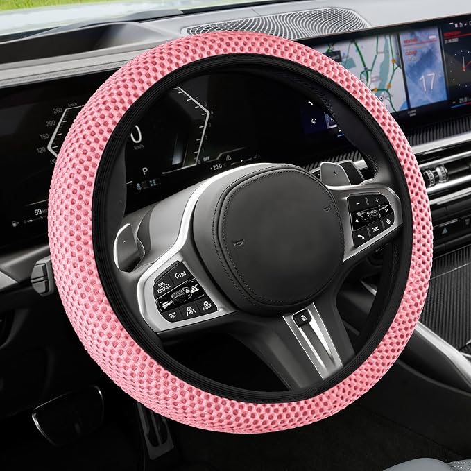 Elastic Stretch Steering Wheel Cover, Steering Wheel Cover, 15" Breathable Auto Steering Wheel Protector, Universal Car Accessories Comfortable Non-Slip Vehicle Steering Wheel Covers for Women Men